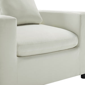 English Elm Caylie Modern Armchair with Plush Down-Fiber Cushions, Removable Covers, Solid Wood Legs Ivory B050P409002