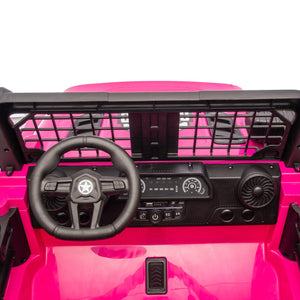 English Elm 24v Dual Motor Two Seat Kids Electric Ride on Car with Remote Control and Bluetooth Audio Pink W1578P305898