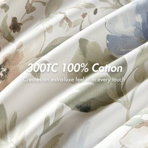 English Elm 6PCS Queen Cotton Sateen 300TC Comforter Set - Oversized 300gsm Fill, Bedskirt & Decorative Pillows B035P341175