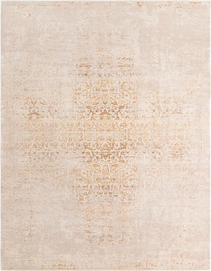 Unique Loom Deepa Pianura Machine Made Abstract Rug Ivory and Gold,  9' 0" x 11' 8"