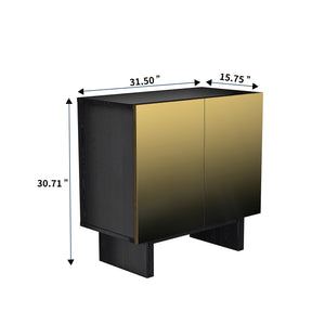 English Elm Modern Matte Black Accent Cabinet with Gold Wire Mesh Doors, Adjustable Shelves, Versatile Storage T3609P333087