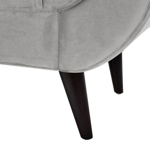 English Elm Alma Velvet Tufted Entryway Bench with Flared Arms and Bolster Pillows Included Gray B2719P238451