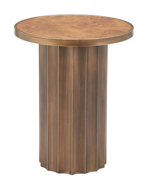 Zuo Modern Afinato Side Table In Rich Brown - Modern Elegance With Burl Veneer Mdf & Steel For Any Space Brown Mdf,Steel 110754-zuo-modern