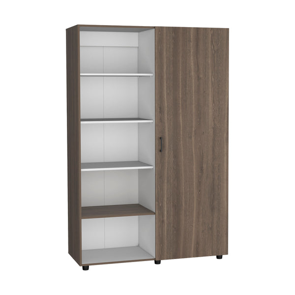 English Elm Eco 72" High 6-Tier Shelf Cabinet Armoire with Two Hanging Rods, Five Shelves, Mobile Storage Unit Multi 79.37 L x 22.83 W x 4.33 H B070S00350
