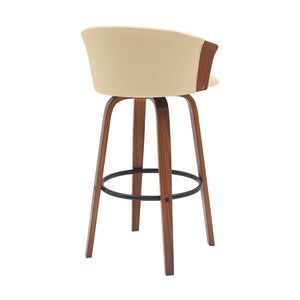 English Elm Diana Mid-century Swivel Barstool Walnut Frame Faux Leather Seat for Kitchen or Home Bar B2736P464833
