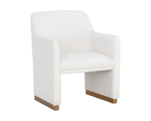 Sunpan JAIME Dining Armchair - Luxurious Fior Vanilla Upholstered Chair with Gold Base for Modern Elegance 110833