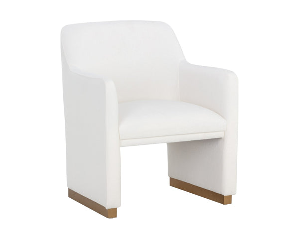 Sunpan JAIME Dining Armchair - Luxurious Fior Vanilla Upholstered Chair with Gold Base for Modern Elegance 110833
