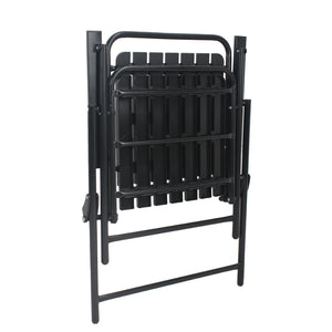 English Elm 3-piece Outdoor Bistro Set Foldable Slatted Chairs Tempered Glass Table Weather Resistant Black W3979S00010