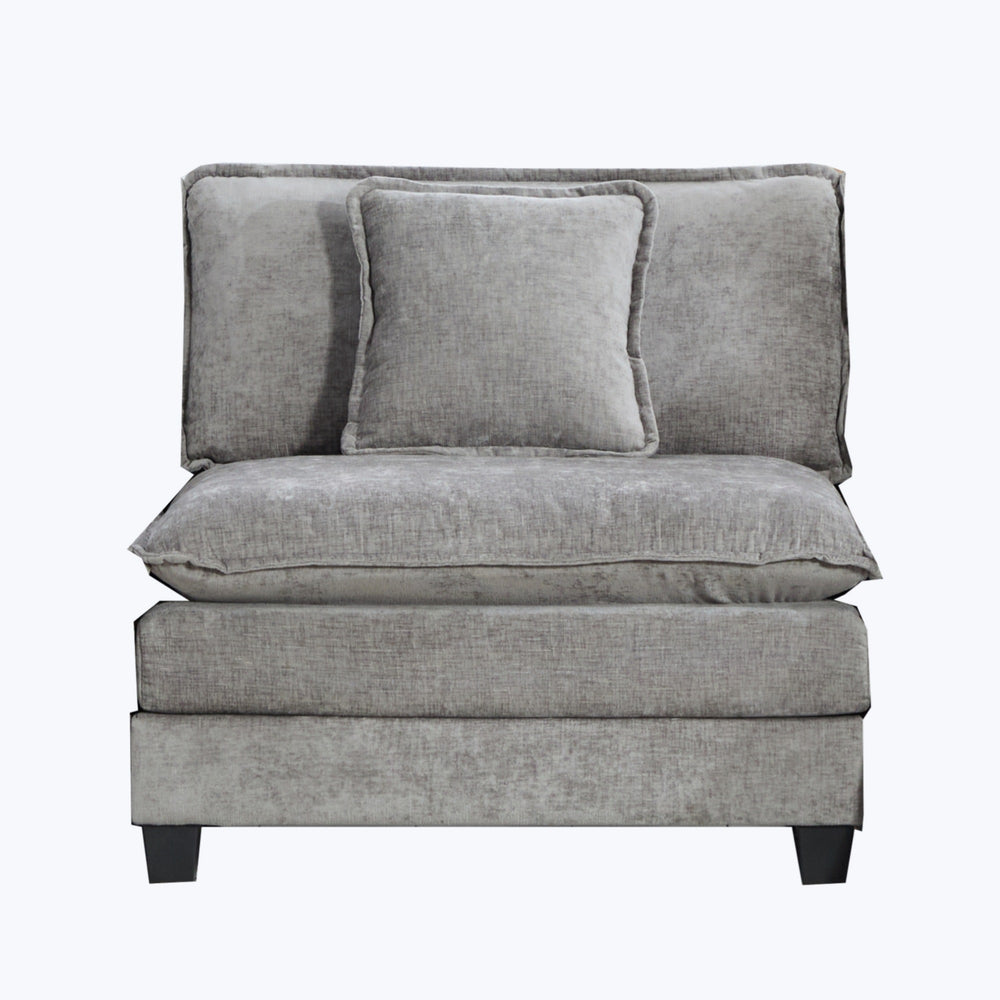 English Elm Cloud Modular Armless Seat Unit Chenille Upholstered Cushion for Modern Living Spaces Gray W1143P378592