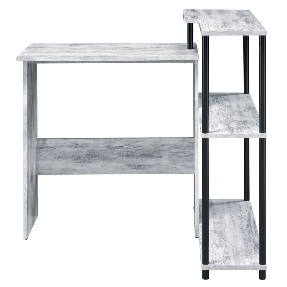 English Elm Antique White And Black Office Desk With Integrated Bookshelf For Stylish & Organized Workspaces B062P184525