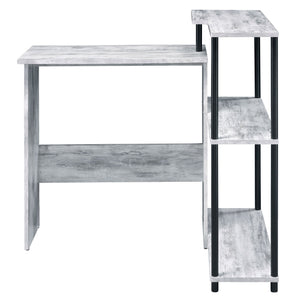 English Elm Antique White And Black Office Desk With Integrated Bookshelf For Stylish & Organized Workspaces B062P184525