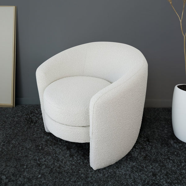 English Elm Avalon Sculptural Boucle Accent Chair with Rounded Arms for Living Room or Bedroom B183P232079
