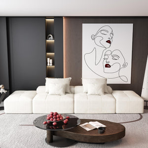 English Elm Modern Oversized Modular Sectional Sofa With Ottomans & Pillows - No Assembly, Soft Chenille Comfort W1885S00061