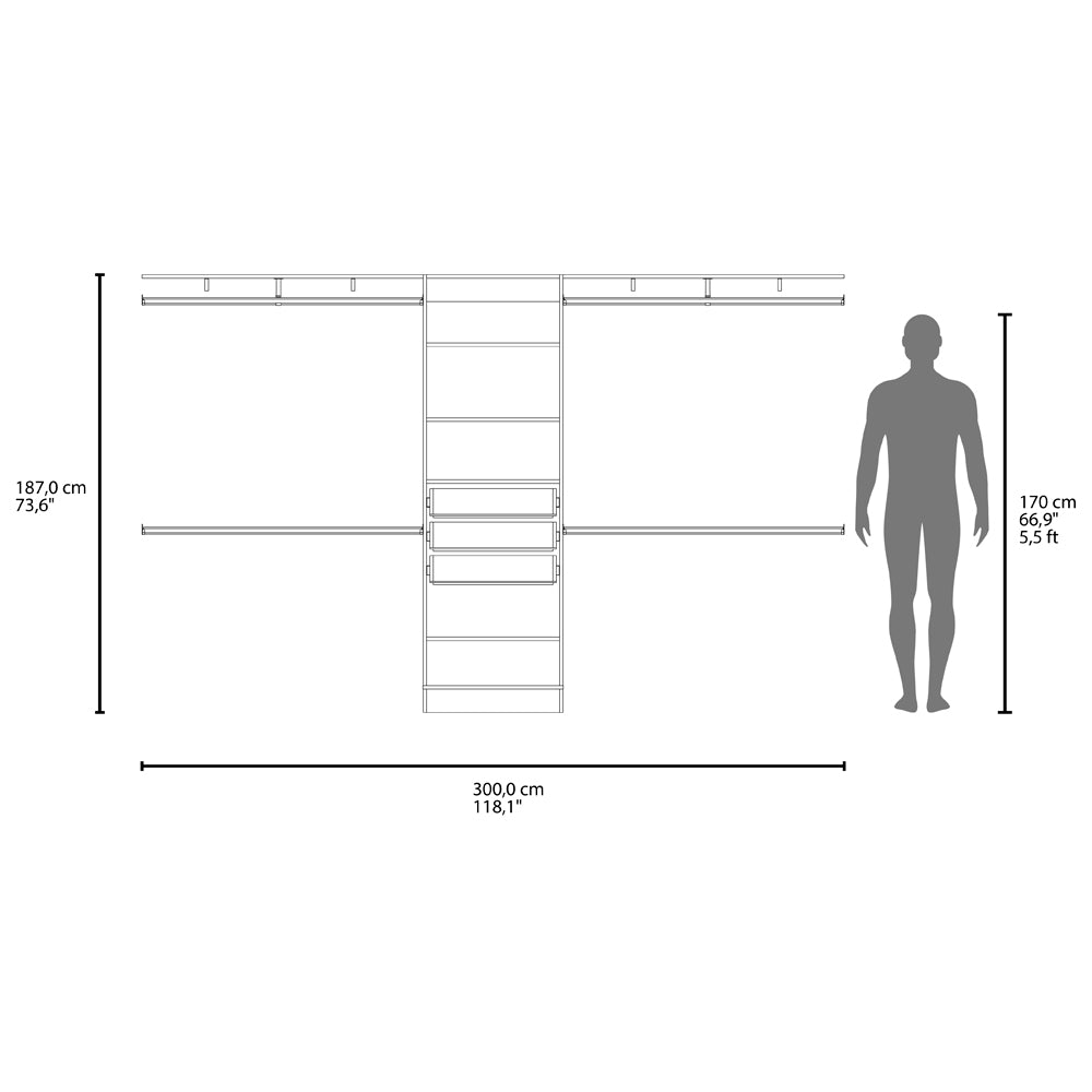 English Elm Taos Modular Closet Organization System Wide Wall Storage for Bedroom Wardrobe White B092S00284