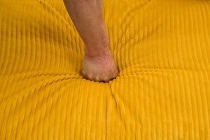 English Elm Corduroy Plush 2-Seat Sofa with 2 Back Cushions, Toss Pillows & Ottomans — Deep Seat Comfort Yellow W2363S00063