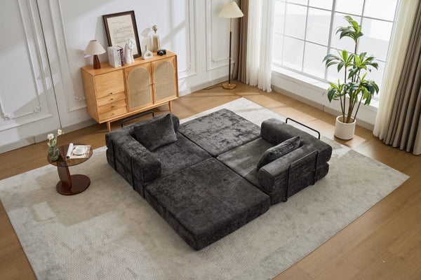 English Elm Compression Convertible Floor Sofa Bed - Flexible Modular Chenille Loveseat For Small Spaces, No Assembly! W3723P345650