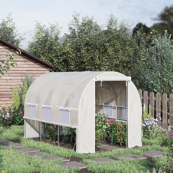English Elm Outsunny Walk-in Tunnel Greenhouse Steel Frame Anti-tear Pe Cover Ventilated Garden W2225P217792
