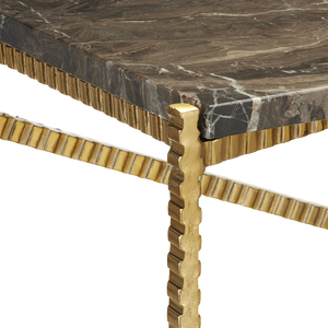 Flying Gold Marble Console Table - Chic Industrial Design with Contemporary Cappuccino Stone Top