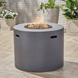 Christopher Knight Home® - Noble House - Aidan Outdoor 31" Round Light Weight Concrete Gas Burning Fire Pit