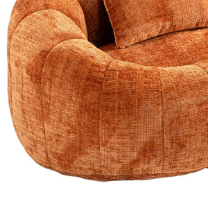 English Elm Bean Bean Bag Sofa High-Density Memory Foam Two-Seater Lounger High Back Chenille Cozy Support Orange W395P181437