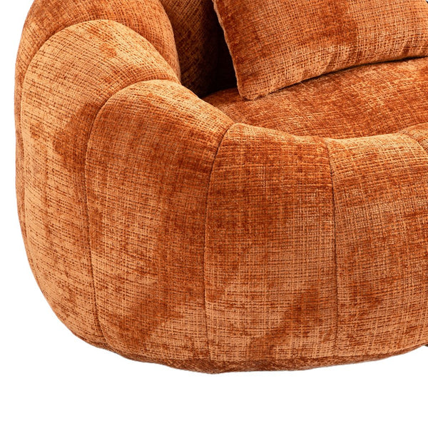 English Elm Bean Bean Bag Sofa High-Density Memory Foam Two-Seater Lounger High Back Chenille Cozy Support Orange W395P181437
