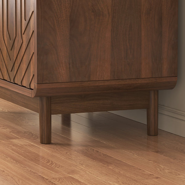 English Elm Sideboard Buffet with Four Doors Carved Edges Gold Handles Adjustable Shelves Dining Room W5389P463456