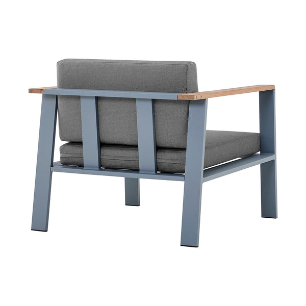 English Elm Ivano Modern 4-Piece Outdoor Patio Set Gray with Teak Accents, Water-Resistant Olefin Cushions B2736P354362