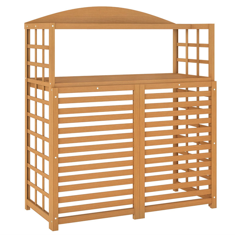 English Elm Outsunny Fir Wood Ac Enclosure Outdoor Privacy Screen with Plant Shelves Patio W2225P485608