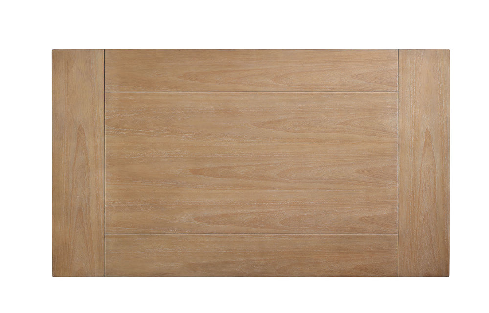 English Elm Modern Natural Tone Dining Table with Open Lower Shelf, 64"L x 38"W Sturdy Curved Legs & Warm Finish B2741P327421