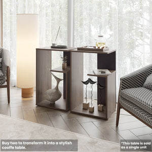 English Elm Fm Furniture Vega Side Table – Versatile Melamine Nightstand With Open Storage, Dark Walnut Finish B128P293874