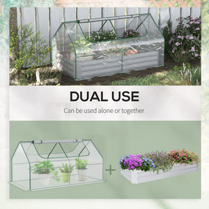 English Elm Outsunny 6' X 3' Galvanized Raised Garden Bed With Greenhouse Cover For Optimal Plant Growth & Care W2225P200421-GIGA