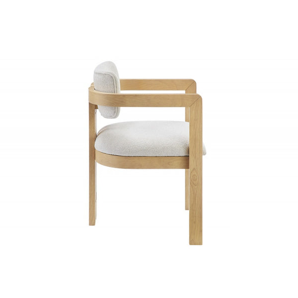 English Elm Modern Rustic Upholstered Dining Arm Chair with Sculptural Fluted Base, Curved Arms & Plush Comfort Natural 24.5 L x 25.5 W x 40.5 H B011P366704