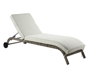 English Elm Salena Beige Fabric Patio Sun Lounge - Gray Resin Wicker, 5-Position Back, 70mm Foam Cushion B2726P265738
