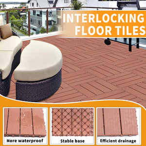 English Elm Plastic Interlocking Deck Tiles Hardwood Look Waterproof Patio Pool Outdoor 44 Sqft W2882P204558