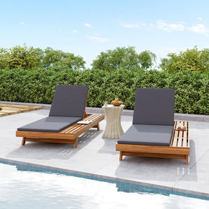 English Elm Christopher Knight Home® - Lounge Chaise Set – Stylish Acacia Wood With Dark Grey Water-Resistant Cushions For Outdoor Comfort N770P253442T_N770P253018G