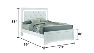 English Elm Blaze Modern King Bed With Led Tufted Headboard & Sturdy Wood Frame - Stylish White Upholstery B009S01856