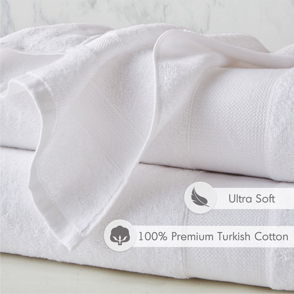 JLA Home Comfort Spaces - 500GSM Plush 6pc Towel Set Crafted from 100% Turkish Cotton for Spa Softness, Quick-Dry, Oeko-Tex Safe White AM73-0224