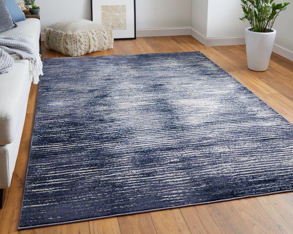 Feizy Rugs Indio Modern Low Pile Rug - Durable, Stain-resistant Design In Earthy Tones For Any Space Decor Blue,Gray,Ivory Polyester,Polypropylene Ind39gxfnvybluf05