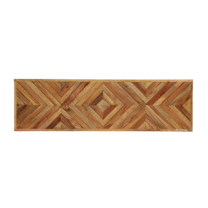 English Elm Wooden Mango Bench Hand Carved Diamond Seat Splayed Legs Farmhouse Entryway Accent N768P412484N