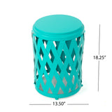 Christopher Knight Home® - Noble House - Pecola Indoor 12 Inch Diameter Lattice Matte Teal Iron Side Table