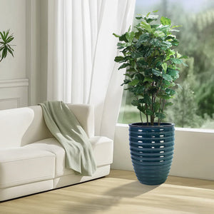 English Elm Ceramic Modern Planter - Artisan Army Green Flowerpot For Indoor, Patio, And Garden Decor W3273P326363