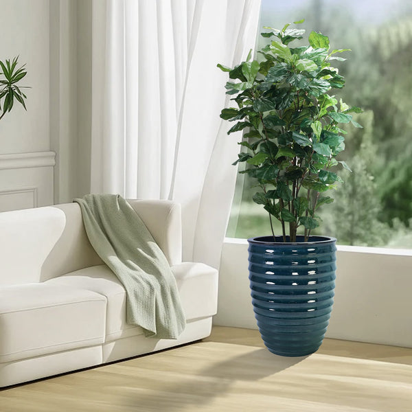 English Elm Ceramic Modern Planter - Artisan Army Green Flowerpot For Indoor, Patio, And Garden Decor W3273P326363