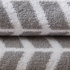 JLA Home Intelligent Design - Cotton 6-Piece Jacquard Towel Set — OEKO-TEX Soft Reversible Grey Geometric Towels, Highly Absorbent and Durable ID91-525