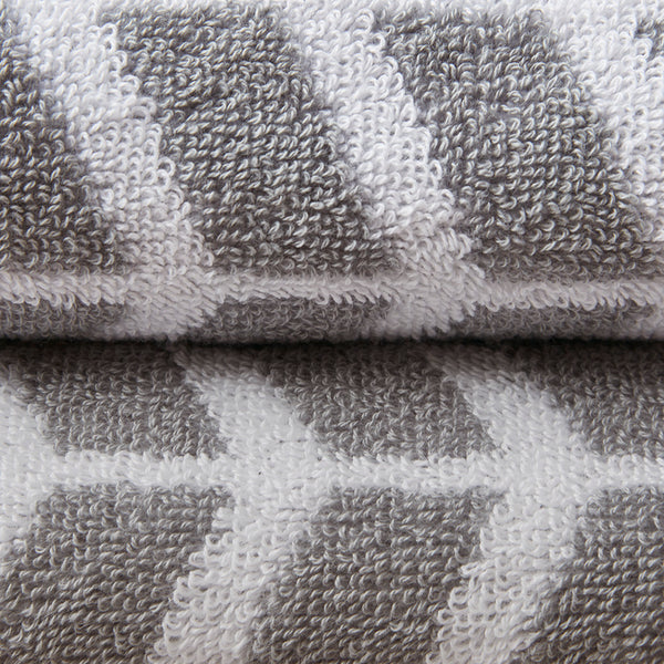 JLA Home Intelligent Design - Cotton 6-Piece Jacquard Towel Set — OEKO-TEX Soft Reversible Grey Geometric Towels, Highly Absorbent and Durable ID91-525