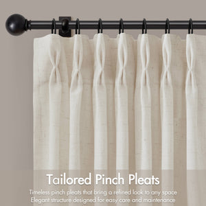English Elm 2-piece Pinch Pleat Poly Linen Curtain Panels Tailored Formal Drape for Any Room Ivory B035P482983