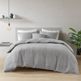 N Natori Origami Modern/Contemporary 3 Piece Oversized Knit Quilted Top Comforter Mini Set NS10-3725 Grey