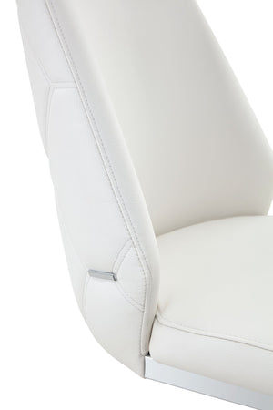 English Elm Dining Chairs Set Of 2 - Modern White Pu Leather With Gold Mesh, Chrome Handle, High Back Comfort W3493P359708