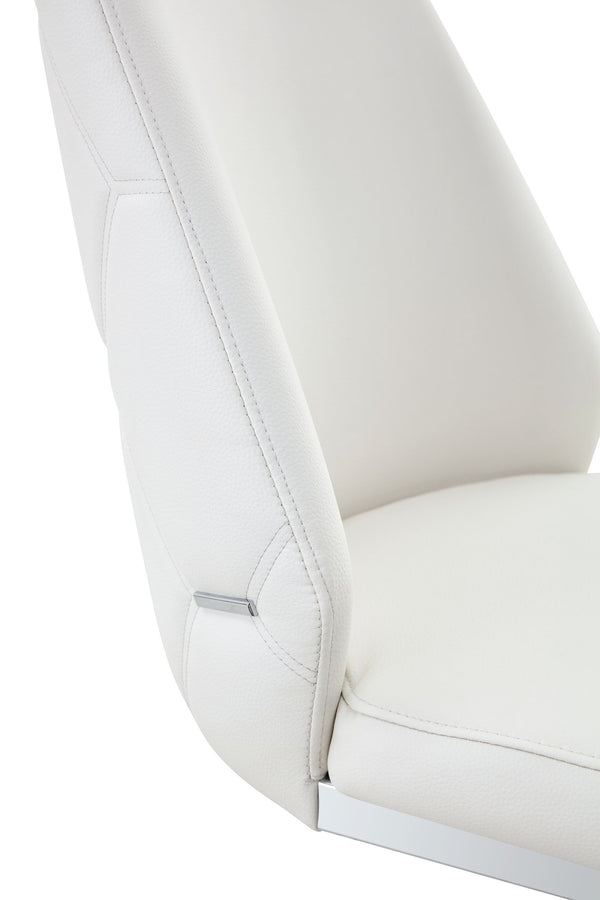 English Elm Dining Chairs Set Of 2 - Modern White Pu Leather With Gold Mesh, Chrome Handle, High Back Comfort W3493P359708