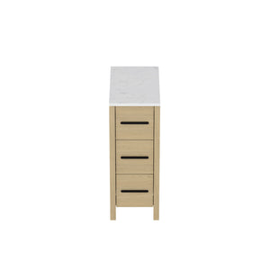 English Elm 12" Freestanding Bathroom Vanity with Countertop Soft Close Drawer and Tapered Legs T3785P442248