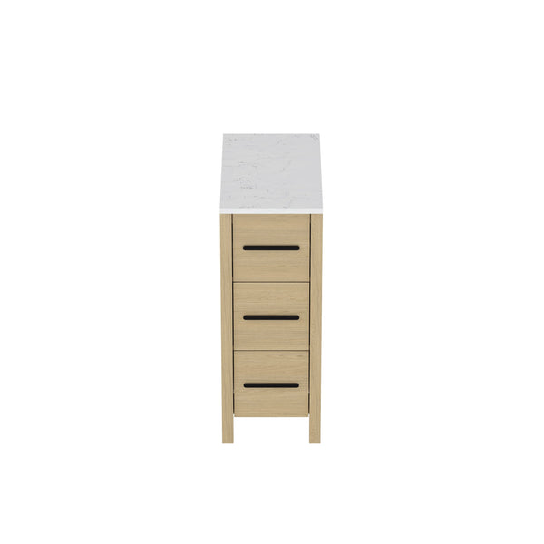 English Elm 12" Freestanding Bathroom Vanity with Countertop Soft Close Drawer and Tapered Legs T3785P442248